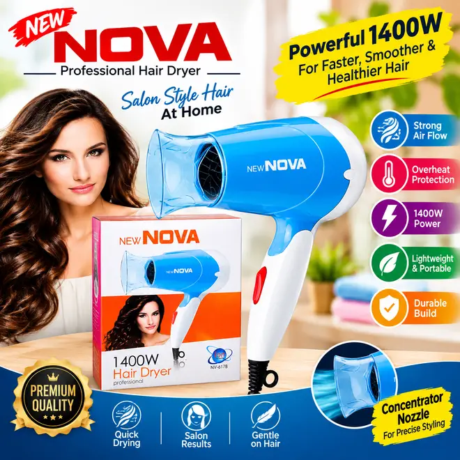 NOVA NV-617B Professional Hair Dryer 1400W