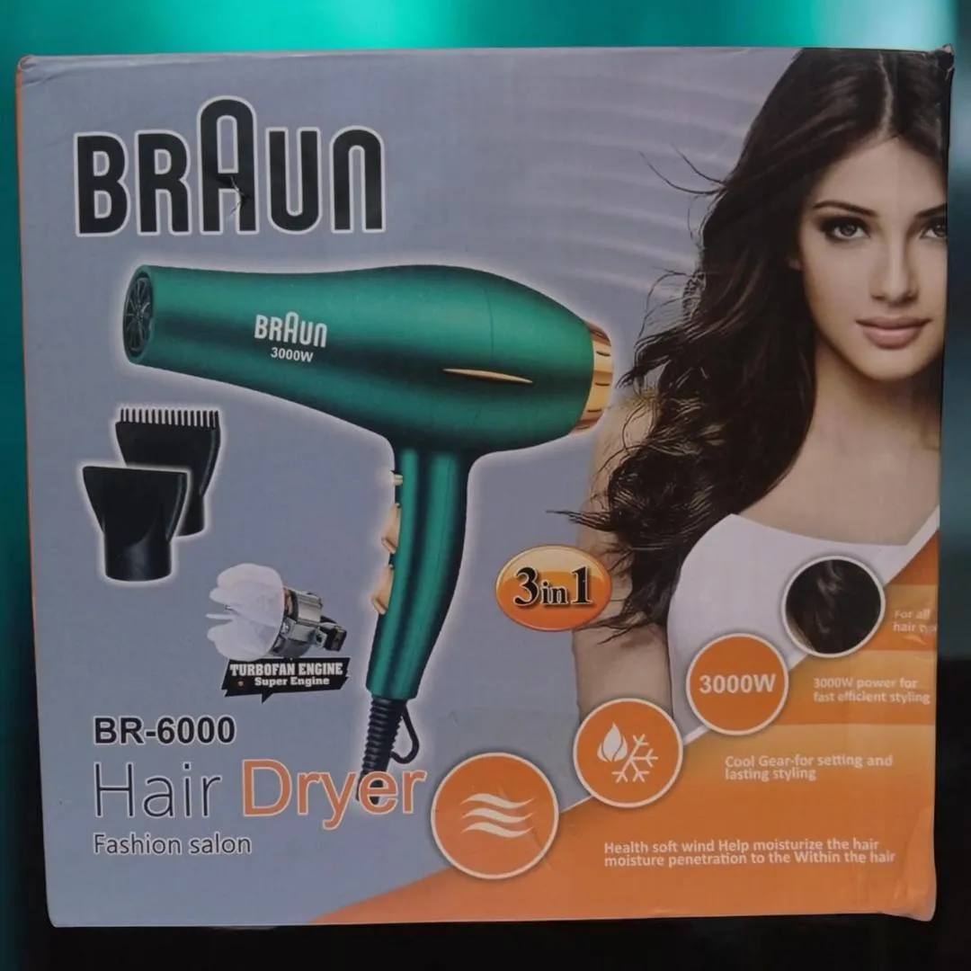 [MZ2129200072IMCS] Braun BR-6000 Hair Dryer 3-in-1 Green Salon Quality