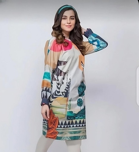 [MZ117620015SHKLFS] Swiss Lawn Printed Shirt for Women Summer Casual Wear