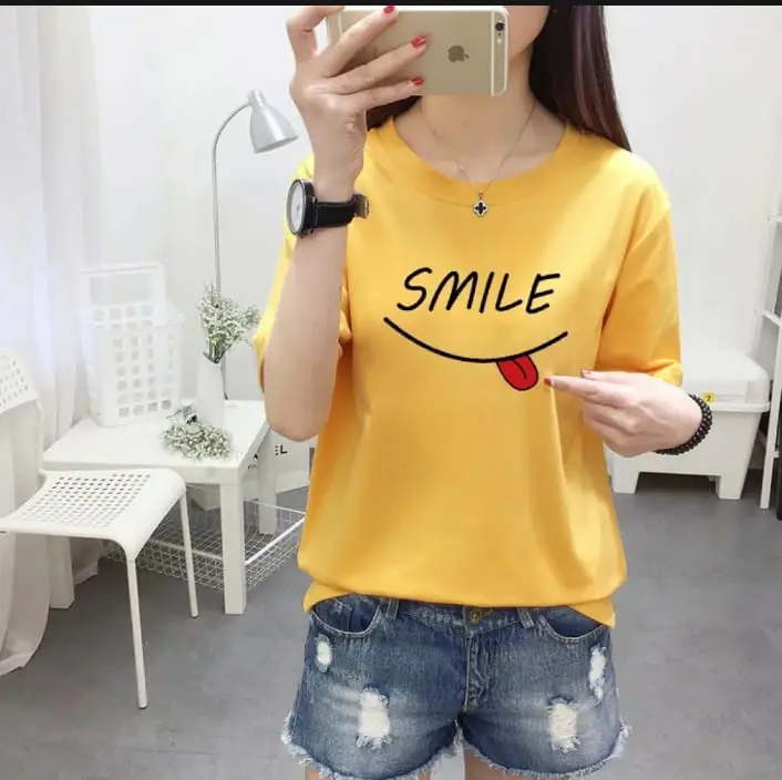 [MKZ-745196-745196001] 1 Pc Women's Stitched Cotton Net Printed T-Shirt