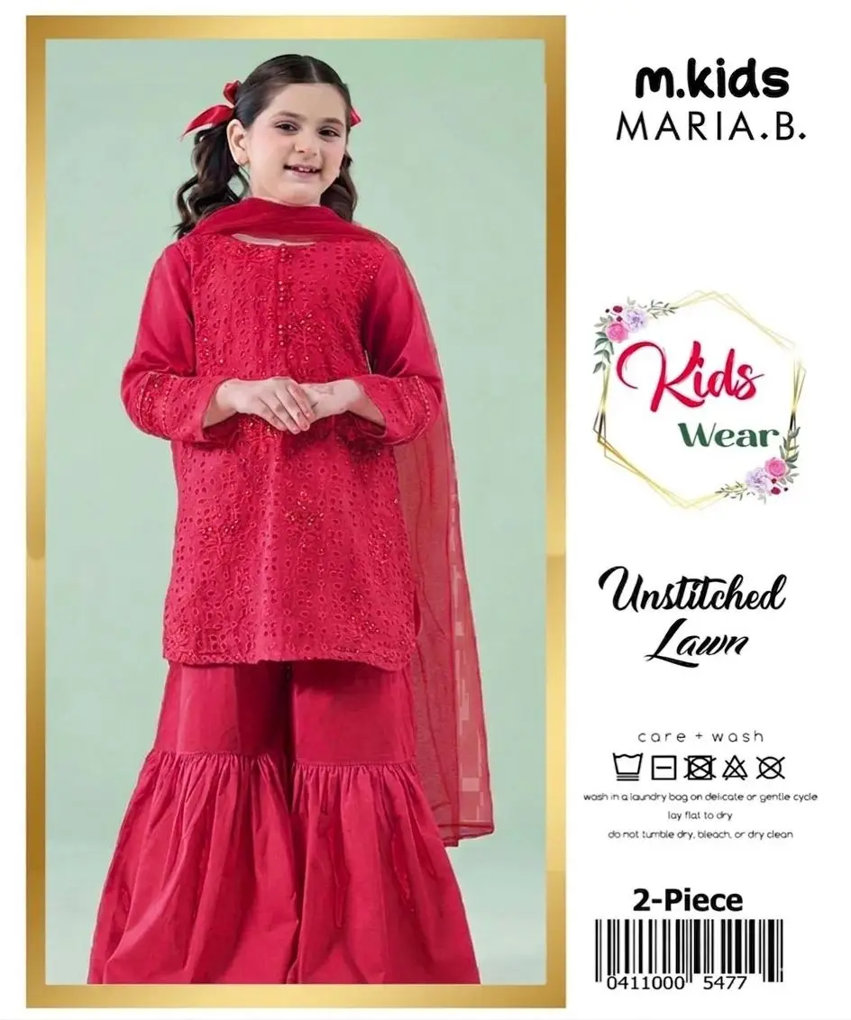 [MKZ-740571-740571001] 2 Pcs Girl's Lawn Embroidered Unstitched Suit